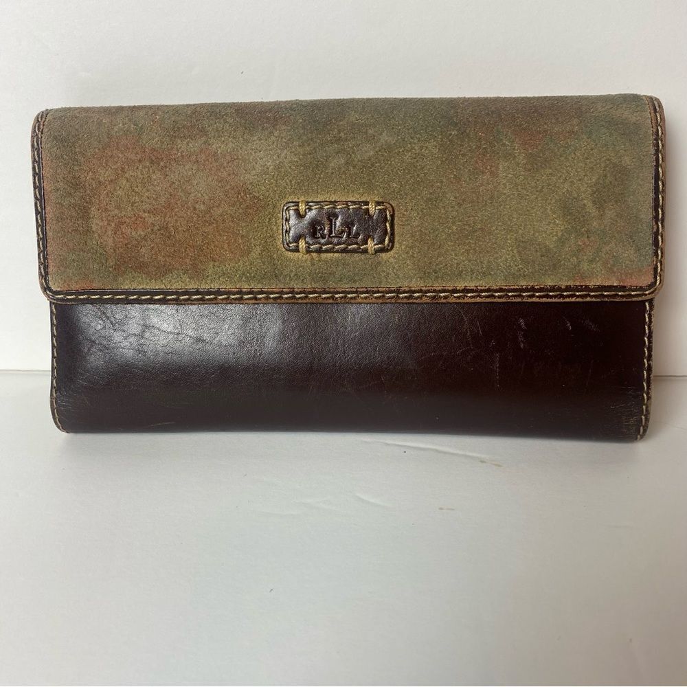 Lauren Ralph Lauren Vintage Suede and Leather Trifold Wallet